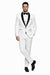 White Shiny Tuxedo Vested Suit - Sateen Sharkskin Fabric Groom Suit