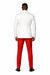 White and Red Tuxedo Wedding Suit - White Dinner Jacket + Vest + Pants + Bow-tie