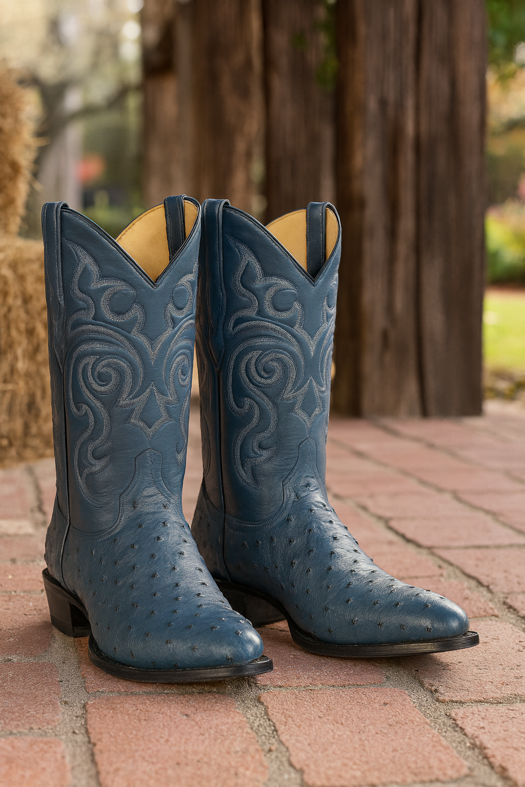 Blue Ostrich Cowboy Boots J-Toe - Image 3