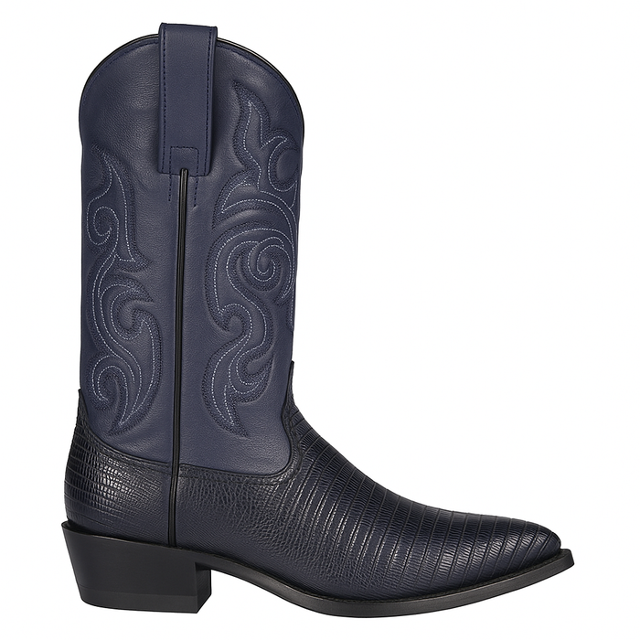 Lizard Cowboy Boots J-Toe Navy Blue