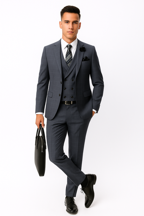 CALABRIA GREY Statement Suits Clothing Confidence Plaid Suit