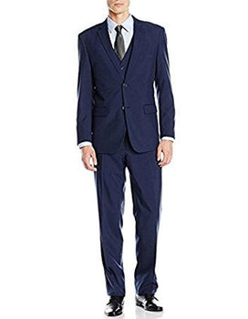 Groomsmen Suits Suit Slim Skinny European fit Vested 3 Pieces Suit Side Vented Cobalt Blue
