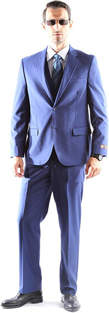 Men's Super 150's Cobalt Slim Fit Suit by Caravelli