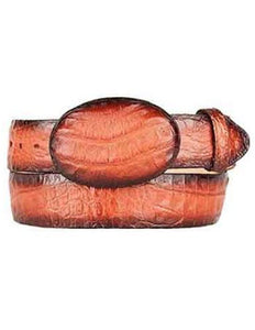 Western Style Belt Burnished Cognac Original Caiman Belly Skin