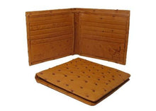 Men's Genuine Exotic Animal Skin Ostrich Wallet - Cognac Hipster