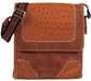 Men'S Genuine Exotic Animal Skin Cognac Ostrich Cross Body Bag