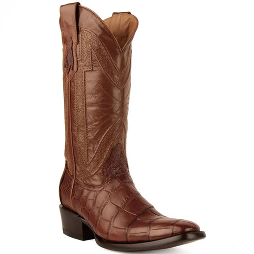 Ferinni Boot - Mens Dress Cowboy Boot - Ferrini Men's Stallion Alligator Belly Boots French Toe Handcrafted Cognac in Cognac