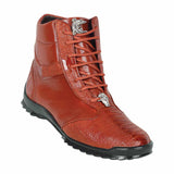 Mens Exotic Sneakers - Alligator Sneakers By Brand  in Color Cognac