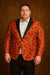 Men's Red and Gold Baroque Tuxedo Jacket with Black Satin Shawl Lapel