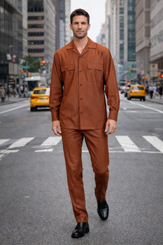 Mens Luxury Copper Wool Two-Piece Leisure Walking Suit - Image 4