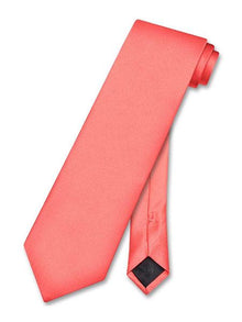 Men's Solid Pattern Polyester Salmon ~ Coral Pink color Neck Tie-Men's Neck Ties - Mens Dress Tie - Trendy Mens Ties