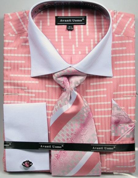 mens coral dress shirt and tie Men's Coral Long Sleeve Dress Shirt 16.5 36/37 / Coral