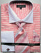 Unique Broken Stripe Pattern Neck Coral Dress Shirt