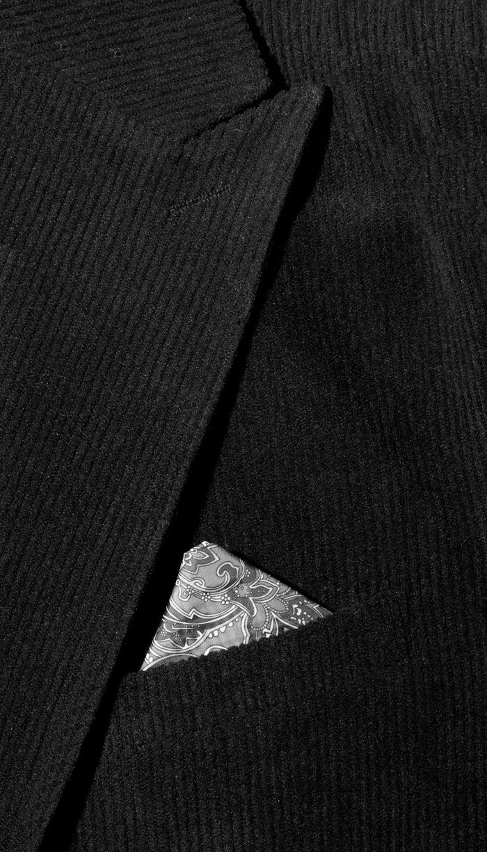 The Cordell Black 2pc Cotton Corduroy Notch Lapel Suit  Modern Fit