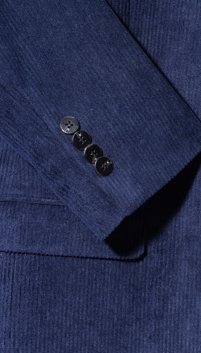 Mens Fall Fabric Cotton corduroy Suit - Winter Jacket and Pants in Color "Navy" - Navy detail view