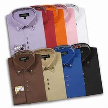 Cotton Blend Double Collar Square Button 10 Colors Style Multi-Color Men's Dress Shirt