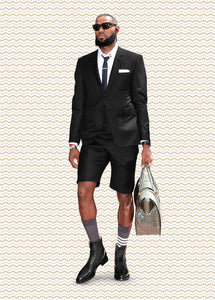 Cotton Fabric Charcoal Gray Suit - Mens Suits With Shorts - Summer Suit