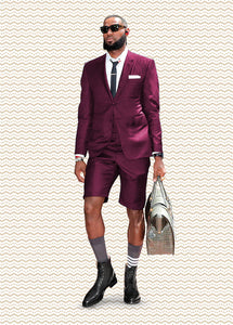 Cotton Fabric Charcoal Gray Suit - Mens Suits With Shorts - Summer Suit