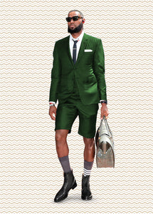 Cotton Fabric Charcoal Gray Suit - Mens Suits With Shorts - Summer Suit