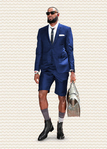 Cotton Fabric Charcoal Gray Suit - Mens Suits With Shorts - Summer Suit