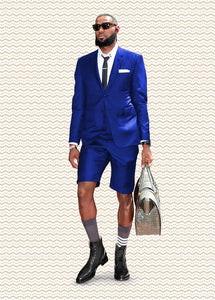 Cotton Fabric Charcoal Gray Suit - Mens Suits With Shorts - Summer Suit