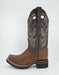Los Altos Men’s Crazy Brown Wide Square Toe Rubber Sole Boot