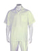 Men's Casual Cream Short Sleeve Plain Two Pieces Casual Two Piece Walking Outfit For Sale Pant Sets Suits with Matching Pleated Pants
