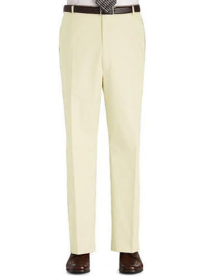 Stage Party Pants Trousers Flat Front Regular Rise Slacks - Cream