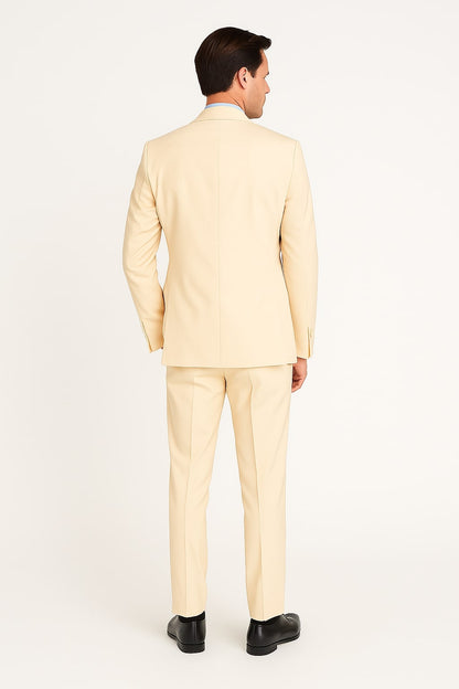 Cream Tuxedo Suit for Men – One Button Satin Lapel Formal Suit - Champagne Color Light Tan Tuxedo - Image 2