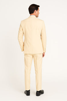 Cream Tuxedo Suit for Men – One Button Satin Lapel Formal Suit - Champagne Color Light Tan Tuxedo - Image 2
