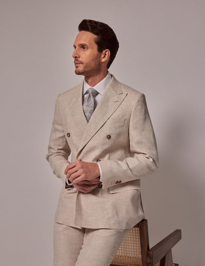 Mens Linen Suit For Beach Wedding - Summer Suit in Cream