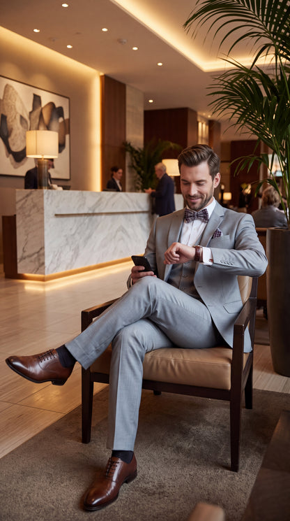 Slim Fit Suit Gray Narrow Lapel LOW VEST Vented European Men'S Slim Fit Suits - Three Piece Suit
