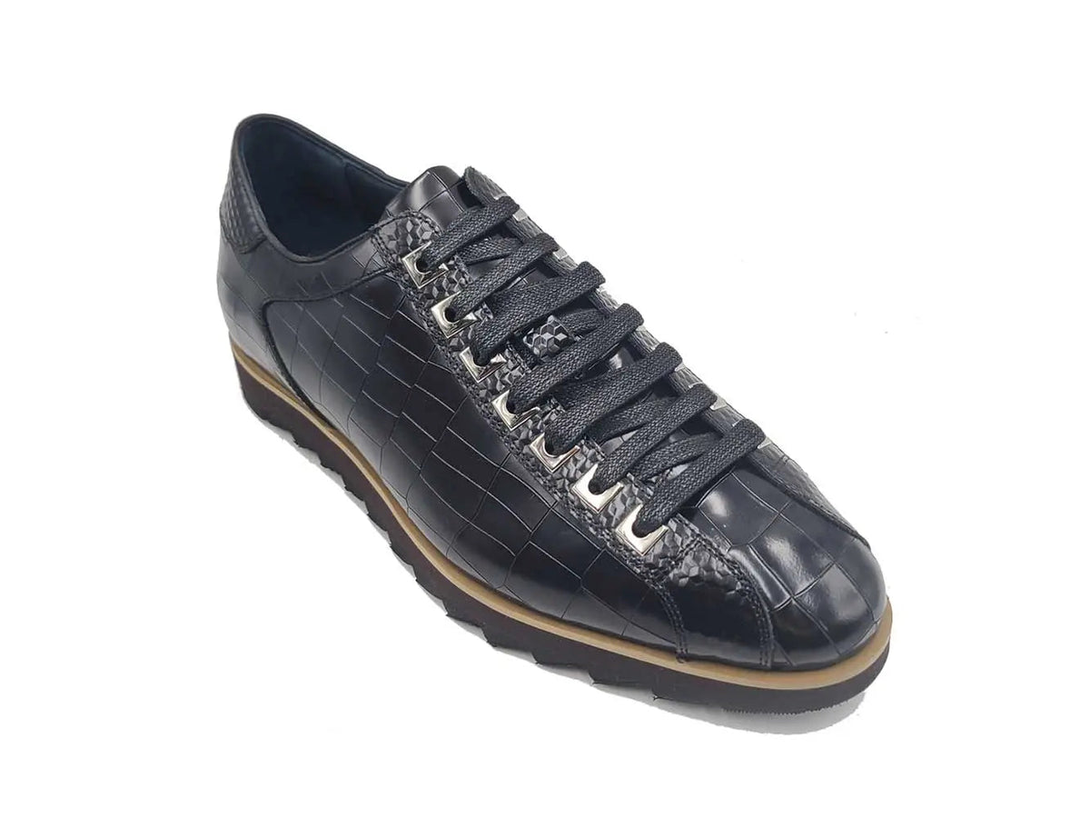 Crocodile Embossed Leather Sneaker - Image 14