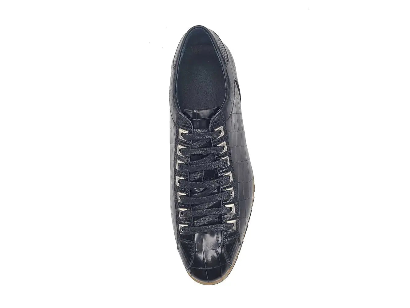 Crocodile Embossed Leather Sneaker - Image 15