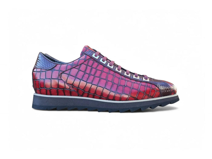 Crocodile Embossed Leather Sneaker - Image 8
