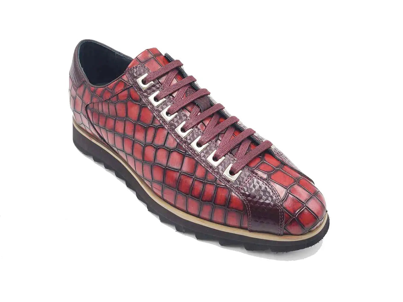 Crocodile Embossed Leather Sneaker - Image 10