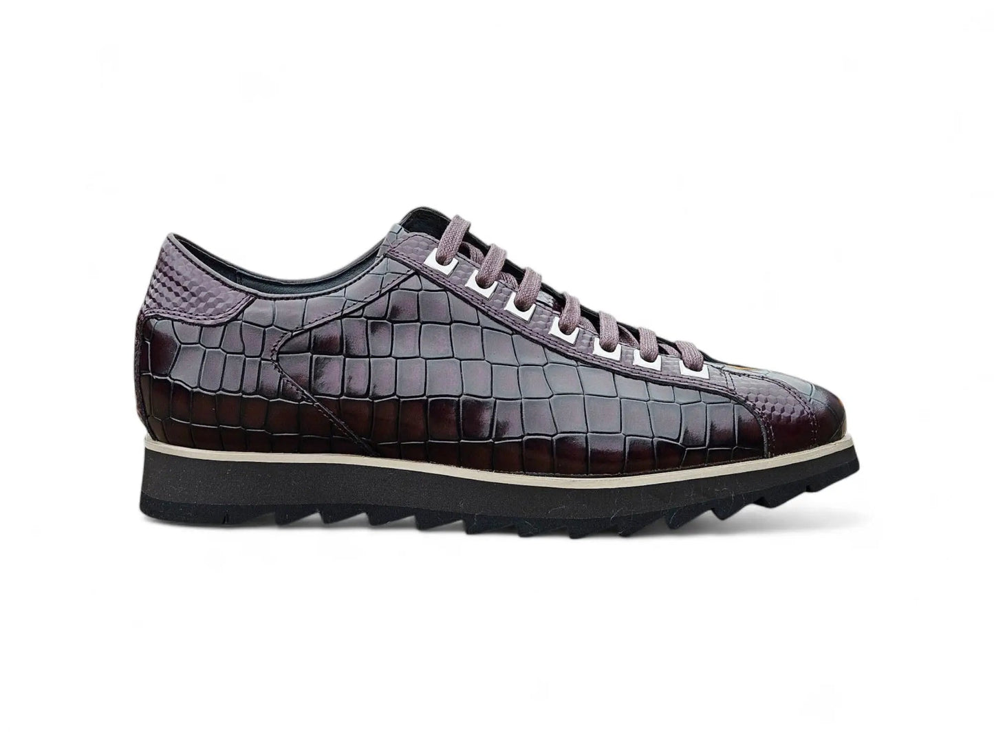 Crocodile Embossed Leather Sneaker - Image 5