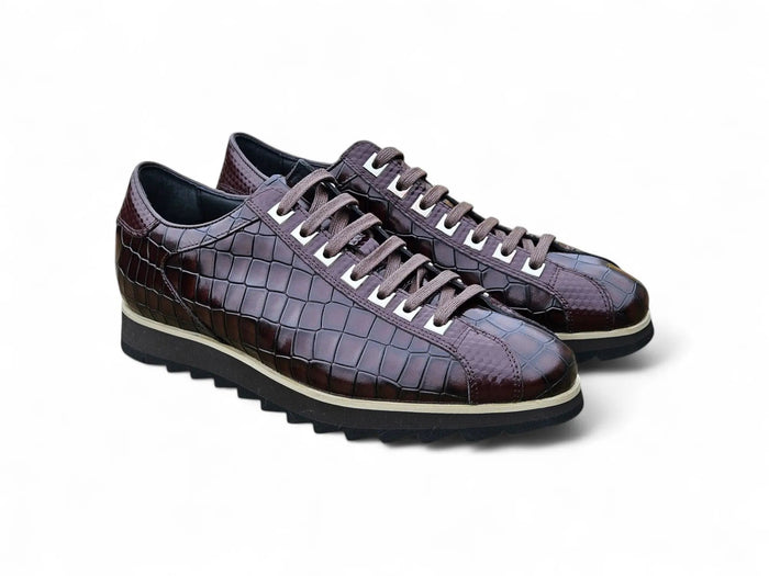 Crocodile Embossed Leather Sneaker - Image 7