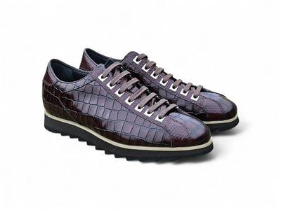 Crocodile Embossed Leather Sneaker