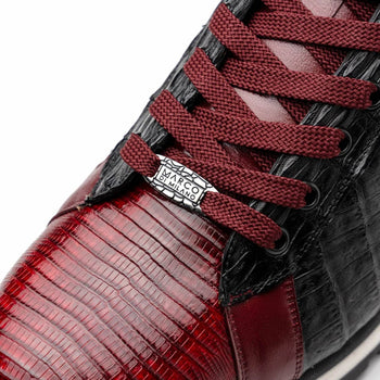 Marco Di Milano Portici Men's Shoes Wine & Black Exotic Lizard / Crocodile Casual Sneakers - Image 2