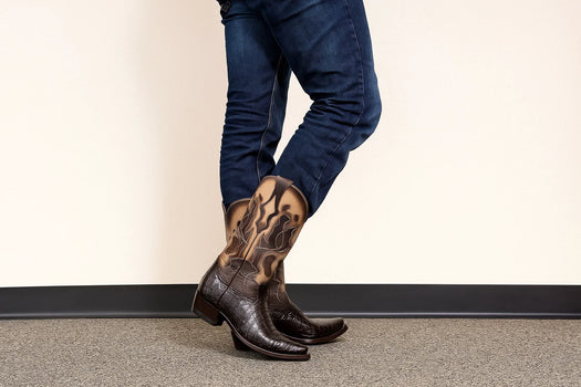 Mens Genunie Crocodile King Exotic Boots Cowboy Style By Los Altos Botas For Sale Snip Toe Western Cowboy Brown Dress Cowboy Boot Cheap Priced For Sale Online - Image 2