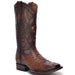 Cuadra Brown Square Toe Ostrich Boots in Flame Brown