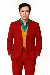 Men's Red Suit With Orange Vest Joker Custom