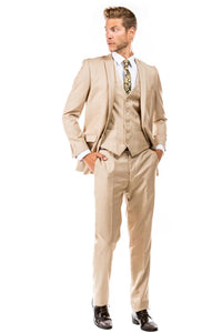 Tan Suits For Wedding - Tan Groomsmen Suits - Tan Slim Notch Lapel Tuxedo