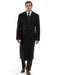 DBCoat Men's 44 Inch Long Length Black Double Breasted Wool Blend Overcoat