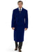 DBCoat Men's 44 Inch Long Length Navy Blue Double Breasted Wool Blend Overcoat