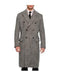 DBCoat Men's Dress Coat Double Breasted Black ~ White Six Button Gray Herringbone Tweed Overcoat Full length