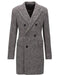 DBCoat Men's Dress Coat Double Breasted Gray Herringbone Tweed Six Button Overcoat