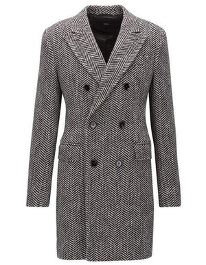 DBCoat Men's Dress Coat Double Breasted Gray Herringbone Tweed Six Buttons Overcoat