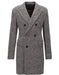 DBCoat Men's Dress Coat Double Breasted Gray Herringbone Tweed Six Buttons Overcoat